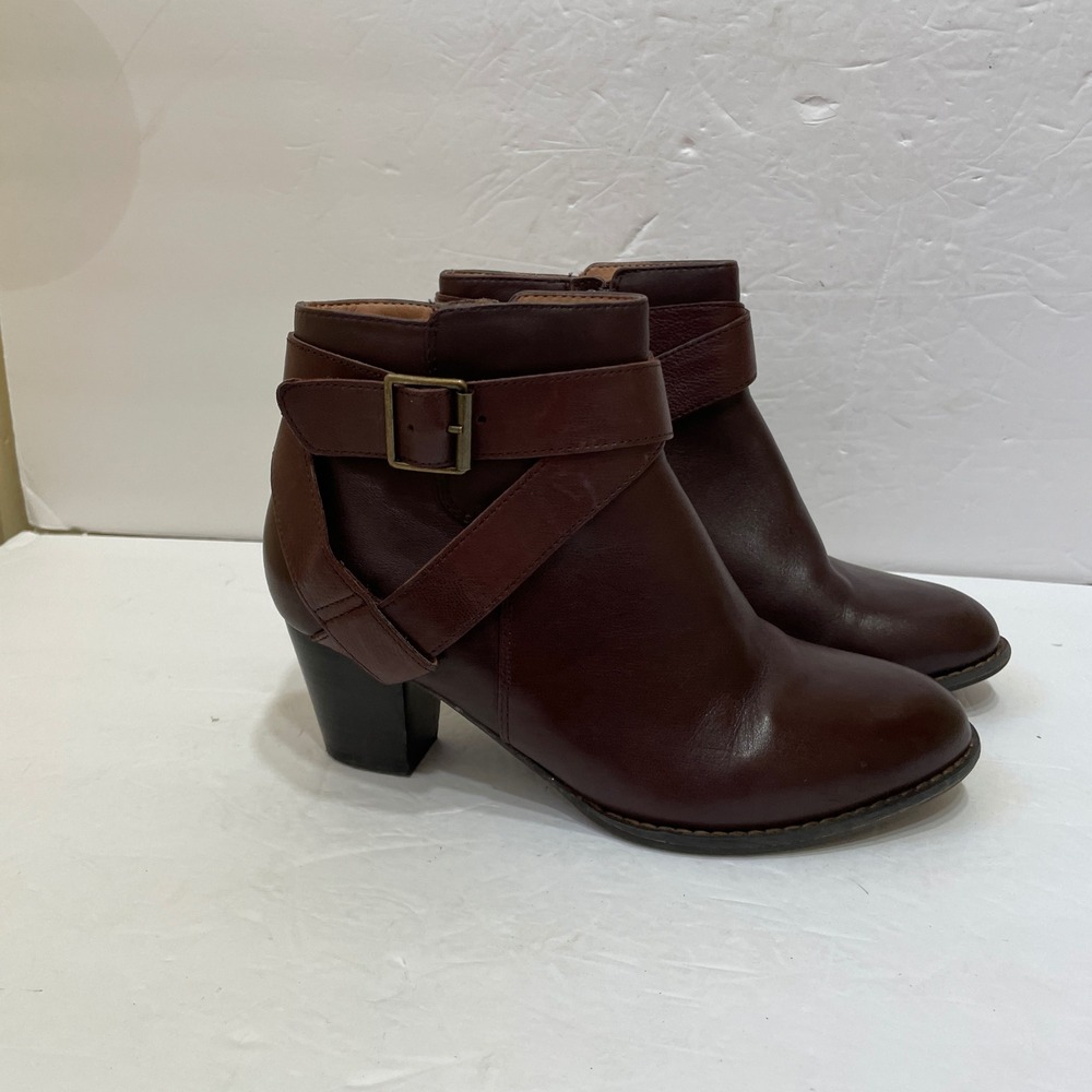 VIONIC TRINITY BROWN LEATHER ANKLE BOOTS